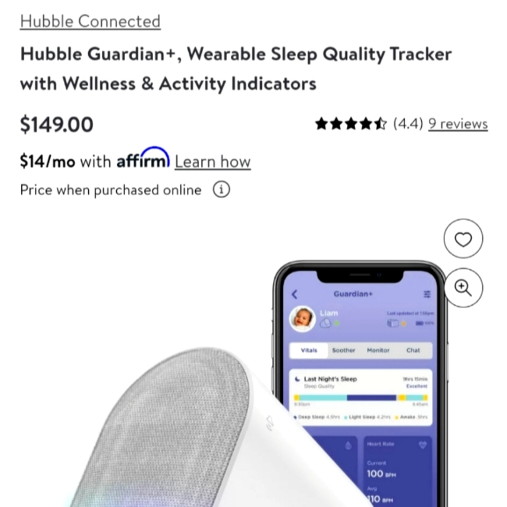 Hubble Connected Baby Sleep Quality Tracker